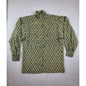 Vintage Escada‎ by Margaretha Ley Geo Button Up Blouse High Ruched Neck Silk S